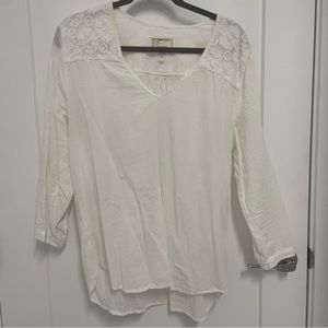 Current/Elliot The Crochet Seam Picnic Shirt Sugar Overdye with Crochet